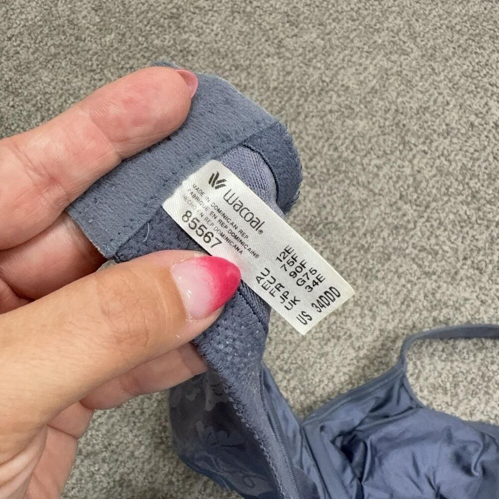 Wacoal Bra Womens 34DDD Gray Floral Jacquard T Shirt Underwire Everyday Layering - Picture 5 of 8